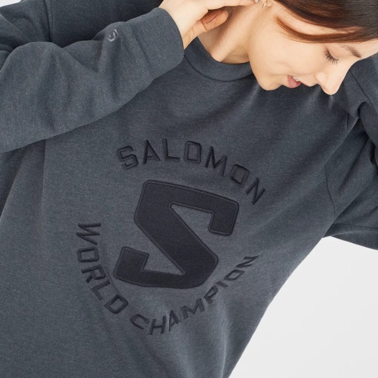 Sudaderas Salomon Outlife Logo Summer Heather Mujer Grises Oscuro | MX FZPG834